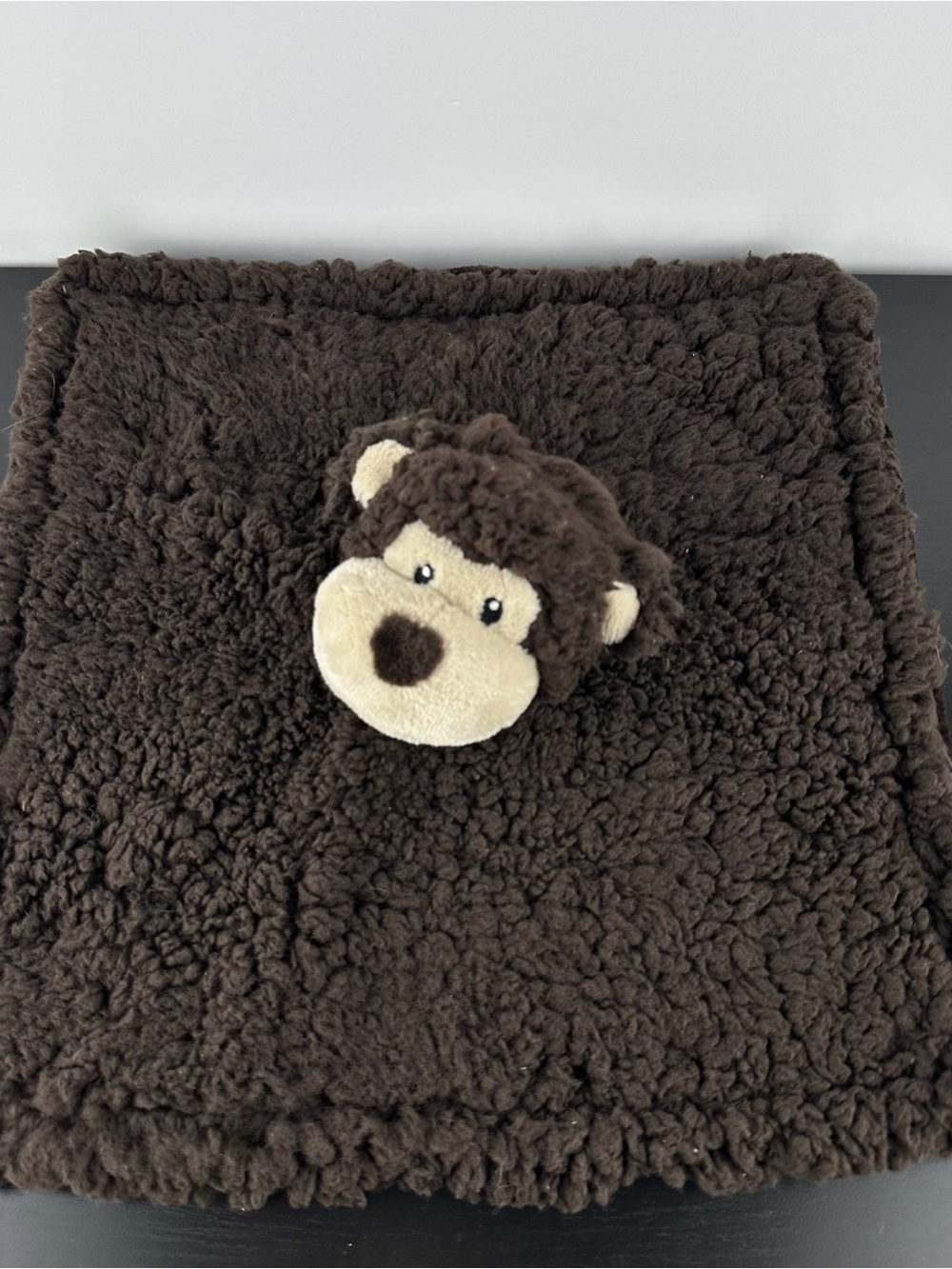 Little Miracles Rare Brown Sherpa Monkey Lovey Security Blanket 12" x 12" Plush - Picture 2 of 4